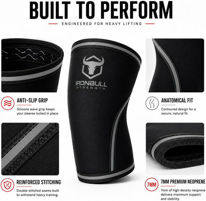 Knee Sleeves 7Mm (1 Pair) - Compression Brace & Knee Sleeve for Weightlifting, Powerlifting & Cross Training - Knee Support for Squats - Men & Women